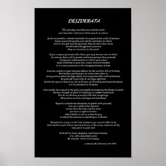 Poster Desiderata Black