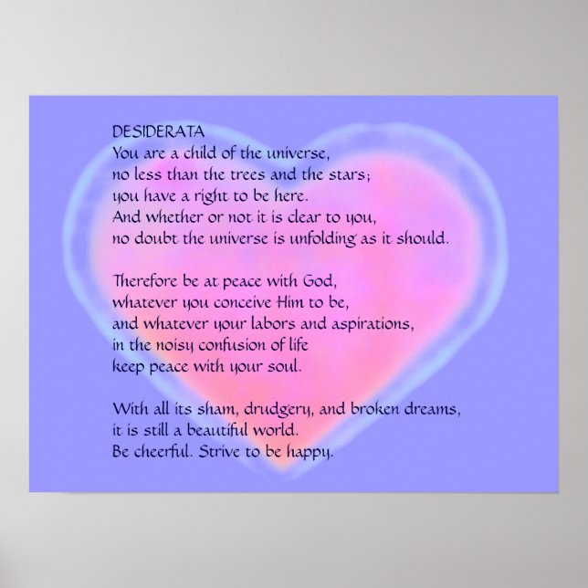 Poster DESIDERATA Changement d'affiche du coeur (Devant)