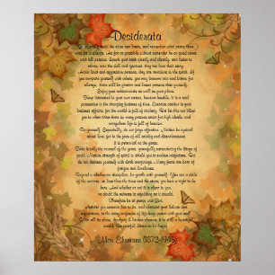 Poster Desiderata "choses désirées" Feuilles d'automne