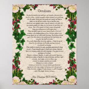 Poster Desiderata "choses désirées", prose fleurs exotiqu