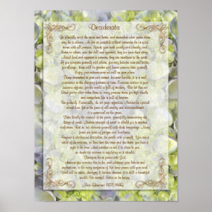 Poster Desiderata "choses désirées", prose floral