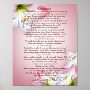 Poster Desiderata "choses désirées", prose floral