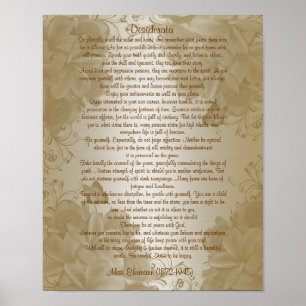 Poster Desiderata "choses désirées", prose floral
