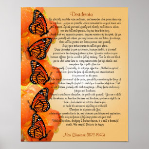 Poster Desiderata "choses désirées", prose Monarch butter
