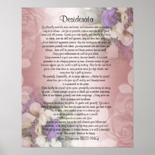 Poster Desiderata "choses désirées", prose sur floral