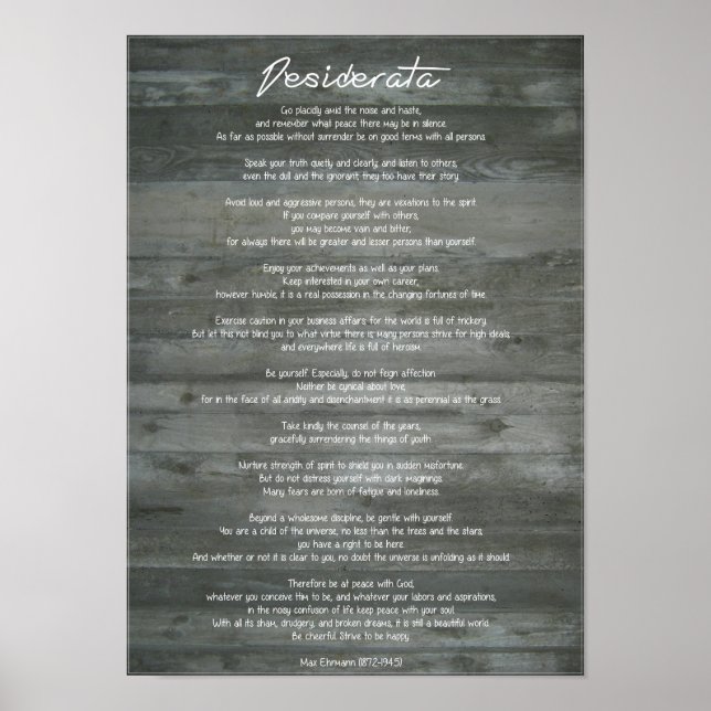 Poster Desiderata "Choses désirées" sur mur de béton (Devant)