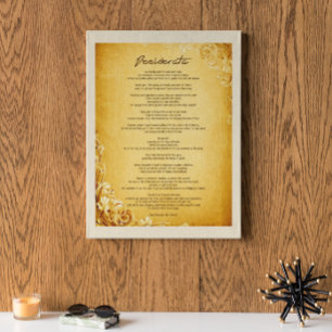 Poster Desiderata "Choses désirées" sur Parchemin Vintage