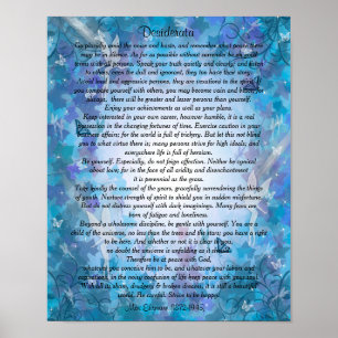 Poster Desiderata "desired things" Blue Fairie background