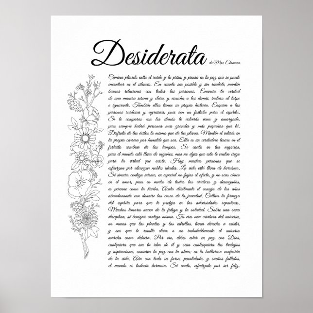 Poster Desiderata en espagnol (Devant)