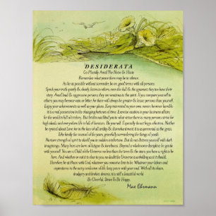 Poster Desiderata en plumes de chute verte