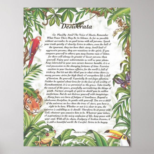 Poster DESIDERATA Forêt tropicale des pluies (Devant)