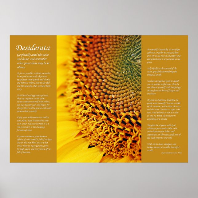 Poster Desiderata - Graines de tournesol (Devant)