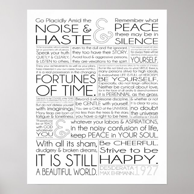 Poster Desiderata Imprimer 16x20 sur papier mat (Devant)