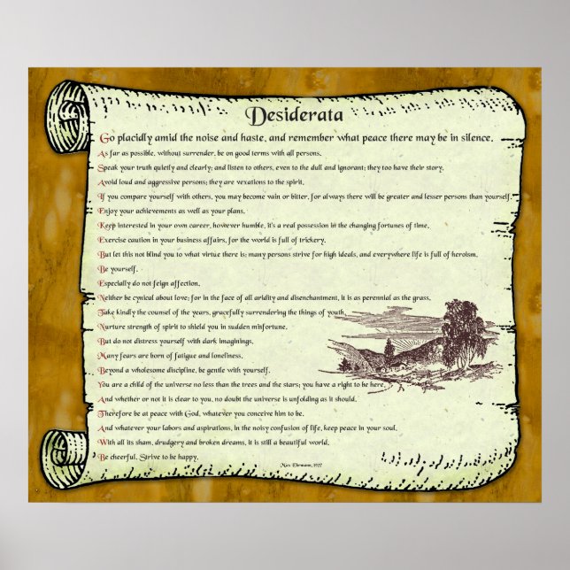 Poster Desiderata ~ Inspiration intemporelle (Devant)