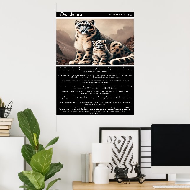 Poster Desiderata : Leopard de neige et petit club paisib (Bureau à domicile)