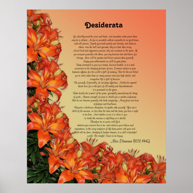 Poster Desiderata Lys asiatiques (Devant)