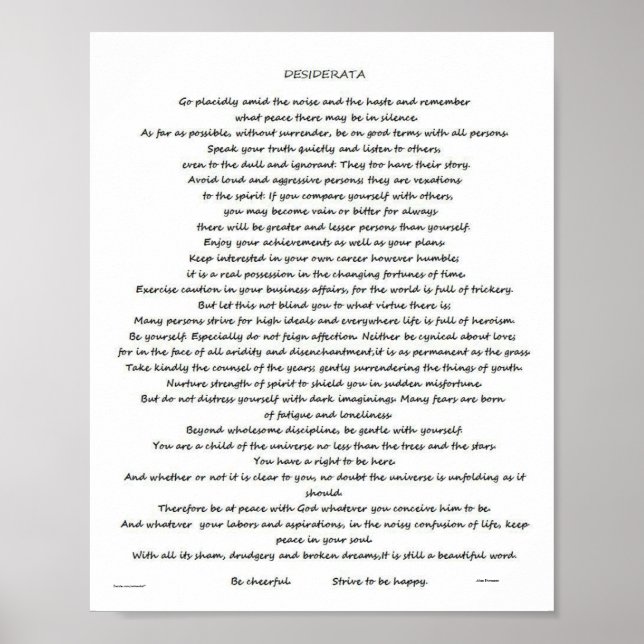 POSTER DESIDERATA MAX EHRMANN (Devant)