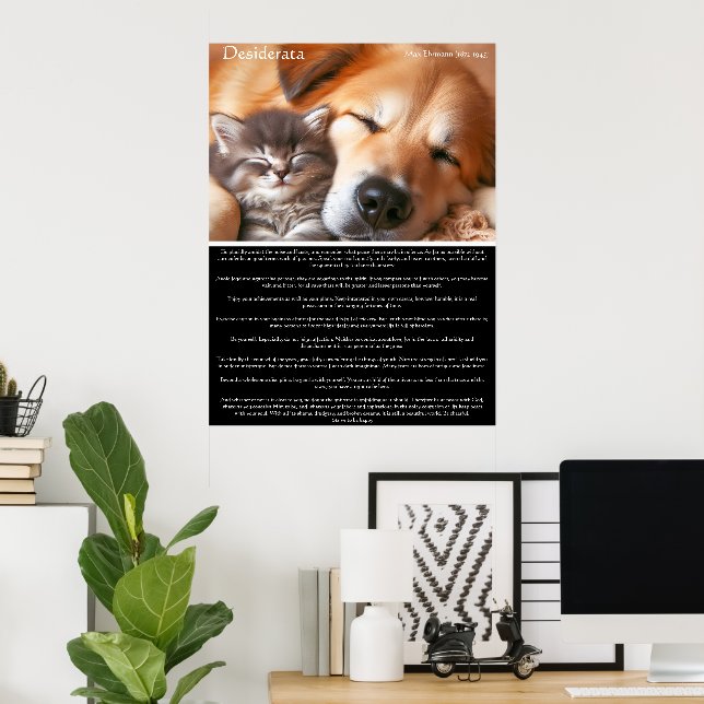 Poster Desiderata Peaceful Company : Kitten et Chien (Bureau à domicile)