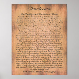 Poster DESIDERATA Poem=Max Ehrmann=Collection Parchment