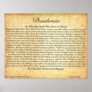 Poster DESIDERATA Poem=Max Ehrmann=Fossilisé