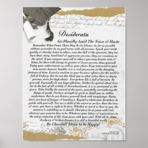 Poster DESIDERATA Poem=Max Ehrmann=On Graduation Scroll