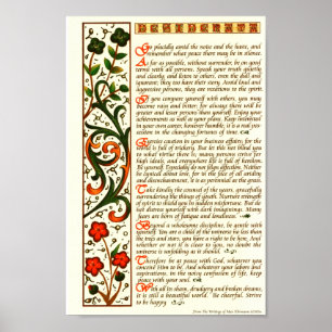 Poster Desiderata Poem par Max Ehrmann Calligraphie à la 