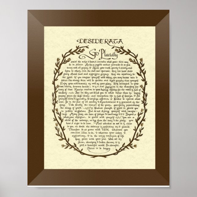Poster DESIDERATA Poème de Max Ehrmann (Devant)