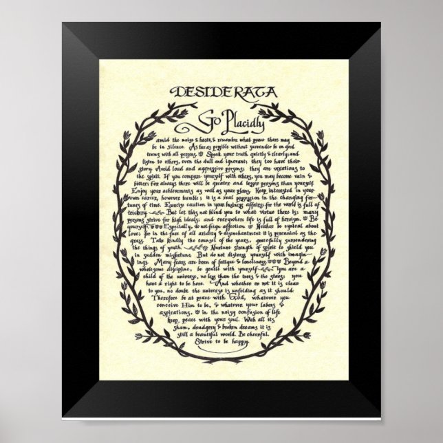 Poster DESIDERATA Poème de Max Ehrmann (Devant)