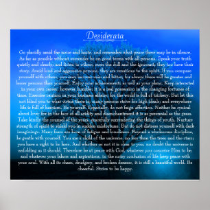 Poster Desiderata Poème sur l'arbre bleu magique