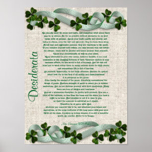 Poster Desiderata prose sur l'arrière - plan de lin irlan