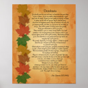 Poster Desiderata prose sur les feuilles d'automne arrièr