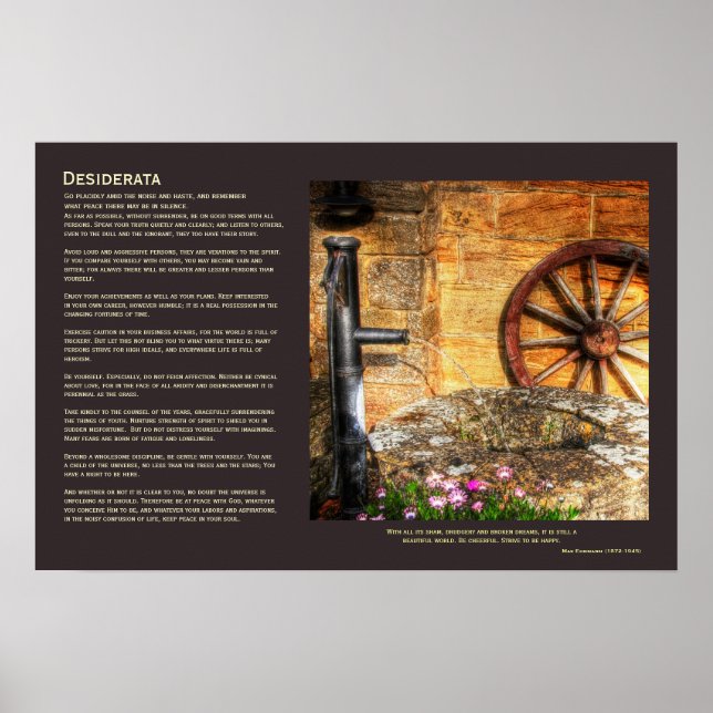 Poster Desiderata - Rustic Pump, Well et Cartwheel scène (Devant)
