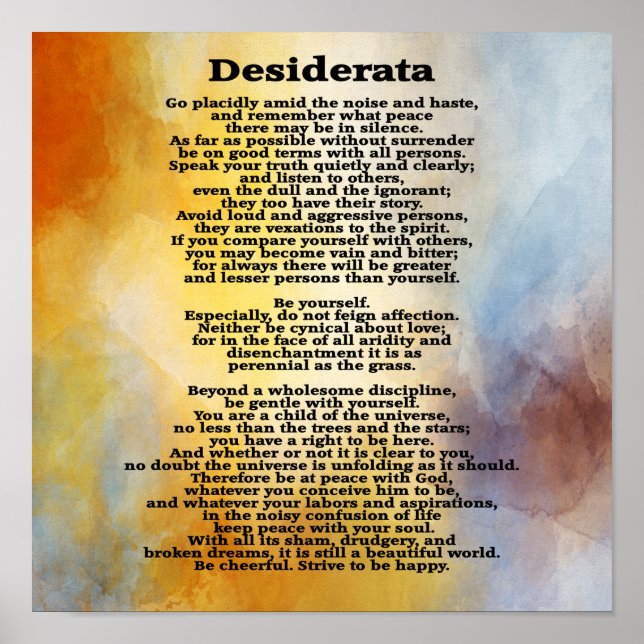 Poster Desiderata Splash of Color— (Devant)