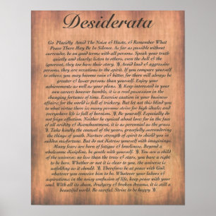 Poster DESIDERATA sur la planche en bois