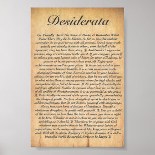Poster DESIDERATA sur le papier en bois de relief