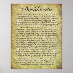 Poster DESIDERATA sur papier antique