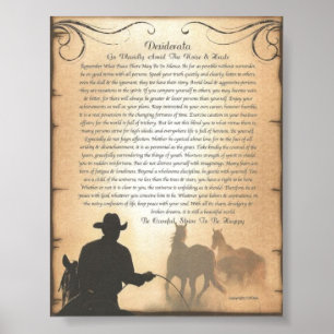 Poster DESIDERATA Western Swing Rodeo Cowboy Horse Roping