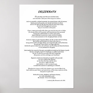Poster Desiderata White