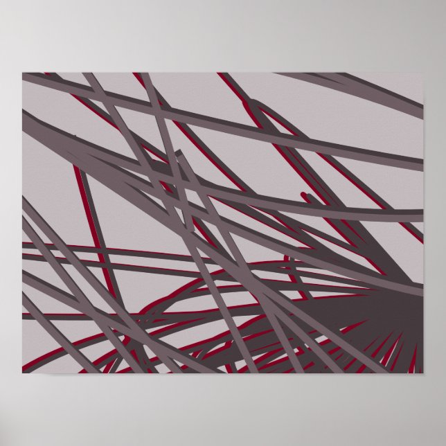 Poster Design Abstrait moderne gris et bordeaux (Devant)