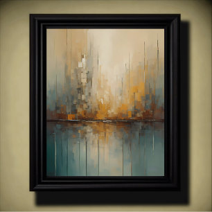 Poster Design abstrait moderne tons or et gris bleu
