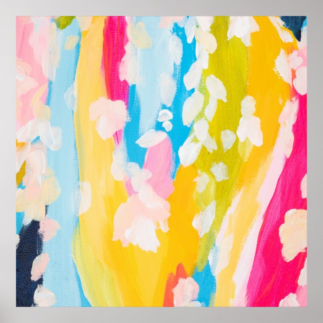 Poster Design Abstrait moderne Turquoise et Jaune peint (Devant)