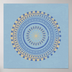 Poster Design circulaire bleu et bronze Abstrait