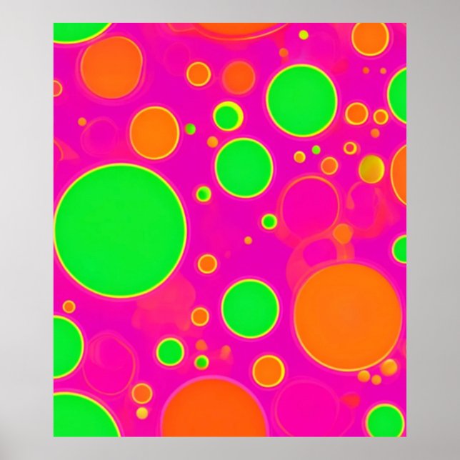 Poster Design circulaire néon rose et vert rétro (Devant)