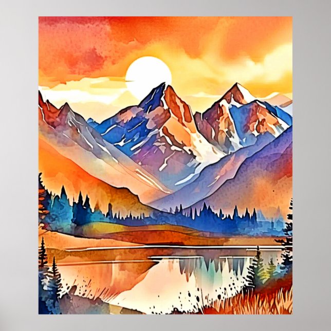 Poster Design d'art de Sunset Mountain (Devant)