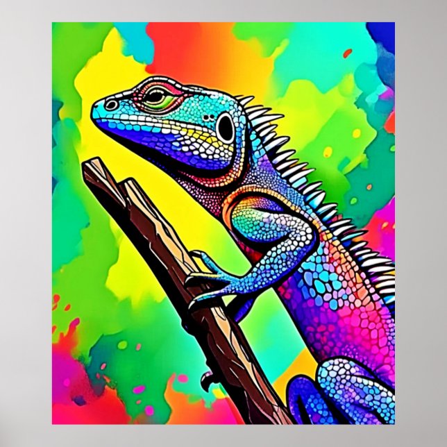 Poster Design d'art Lizard coloré (Devant)