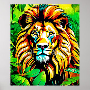 Poster Design d'art pop de Jungle Lion