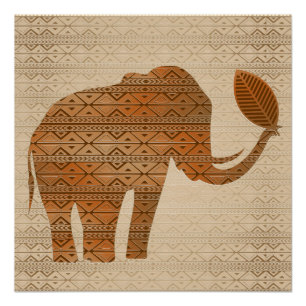 Poster Design d'art tribal des éléphants