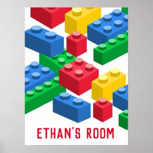 Poster design de chambre pour enfants en briques d