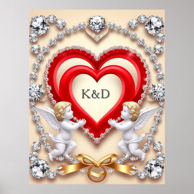 Poster Design de coeur romantique (Devant)