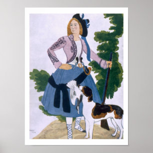 Poster Design de costume pour The Huntress, 1922 (couleur